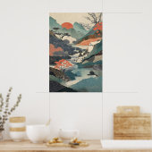 Impression d'art de paysage japonais Cascade, Sole (Cuisine)