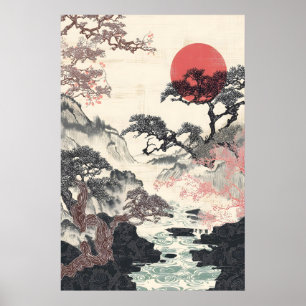 Impression d'art de paysage japonais traditionnel 