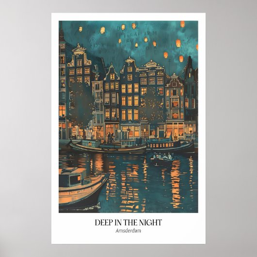 Impression d'art de paysage nocturne d'Amsterdam S (Devant)