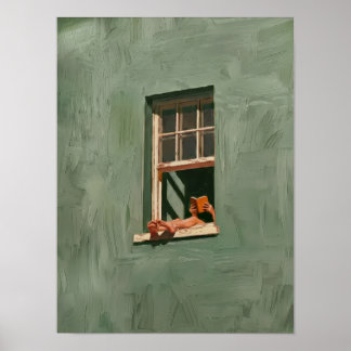 Impression d'art de peinture à l'huile de lecture