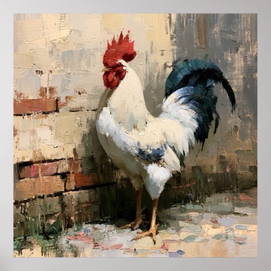 Impression d'art de peinture de style vintage Coq (Devant)