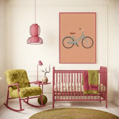 Impression d'art de pépinière de vélo vintage pêch