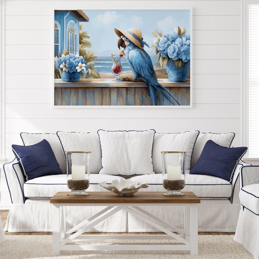 Impression d'art de perroquet bleu côtier | Affich
