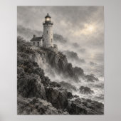Impression d'art de phare enveloppé de brouillard (Devant)