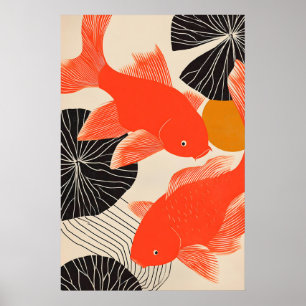 Impression d'art de poisson rouge japonais Moderne