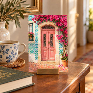 Impression d'art de porte rose à Lisbonne