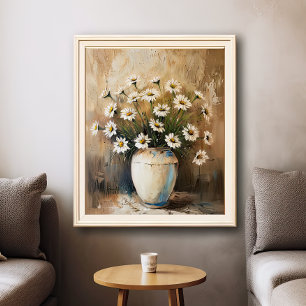 Impression d'art de prairie de marguerites à la go