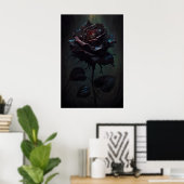 Impression d'art de rose noire gothique Affiche fl (Bureau à domicile)