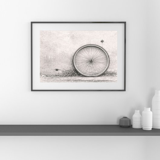 Impression d'art de roue de vélo noir et blanc – M