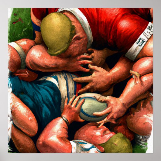 Impression d'art de rugby - Bataille de rugby (Devant)