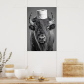 Impression d'art de salle de bain de bison drôle, (Cuisine)
