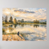 Impression d'art de scène de lac à l'aquarelle pou (Devant)
