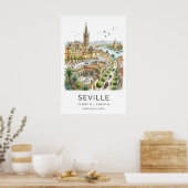 Impression d'art de Séville Skyline illustré avec (Cuisine)