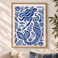 Impression d'art de sirène bleue grecque côtière
