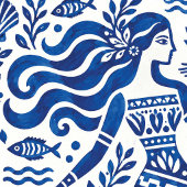 Impression d'art de sirène bleue grecque côtière