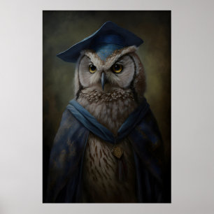 Impression d'art de sorcier de hibou victorien éru