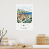 Impression d'art de Split Dalmatie Aquarelle Front (Cuisine)