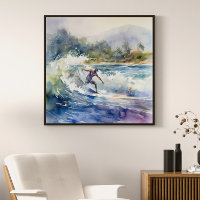 Impression d'art de surf sur la côte nord d'Oahu H