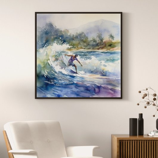 Impression d'art de surf sur la côte nord d'Oahu H