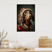 Impression d'art de teckel de Noël, chien en pull (Cuisine)