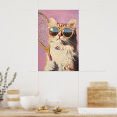 Impression d'art de tennis de chat rose drôle - Mu (Cuisine)