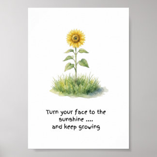 Impression d'art de toile aquarelle de tournesol
