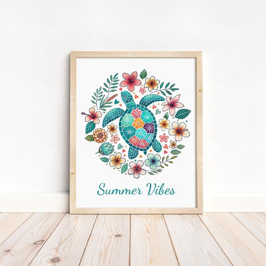 Impression d'art de tortue de mer Boho - Art mural