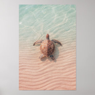 Impression d'art de tortue marine côtière et océan