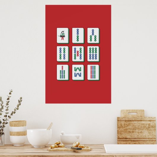 Impression d'art de tuiles de bambou Mahjong (Cuisine)