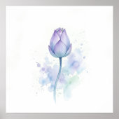 Impression d'art de tulipe à l'aquarelle violette (Devant)