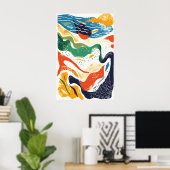 Impression d'art de vagues océaniques abstraites d (Bureau à domicile)