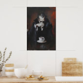 Impression d'art de vampire buvant du café, gothiq (Cuisine)