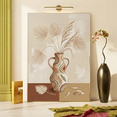 Impression d'art de vase à motifs de feuilles de p