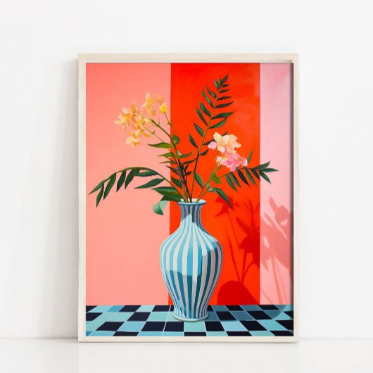 Impression d'art de vase de fleurs, peinture à l'h