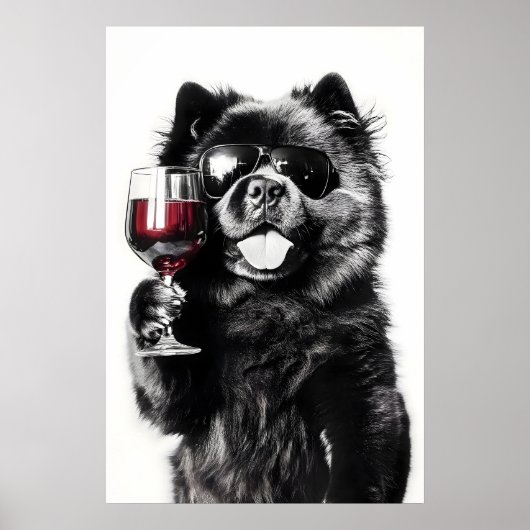 Impression d'art de vin de chien Chow Chow drôle L (Devant)