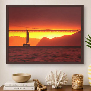 Impression d'art de voile au coucher du soleil à S