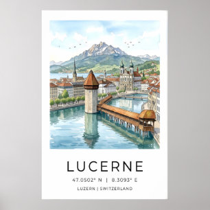 Impression d'art de voyage à Lucerne Paysage urbai