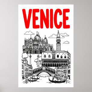 Impression d'art de voyage à Venise, Gondole et Ba