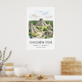 Impression d'art de voyage maya, pyramide de Chich (Cuisine)