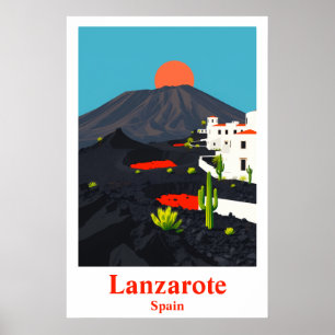 Impression d'art de voyage vintage Lanzarote Espag
