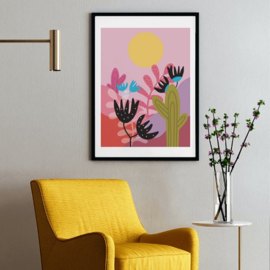 Impression d'art déco moderne de cactus de désert 