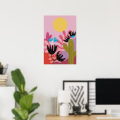 Impression d'art déco moderne de cactus de désert (Bureau à domicile)