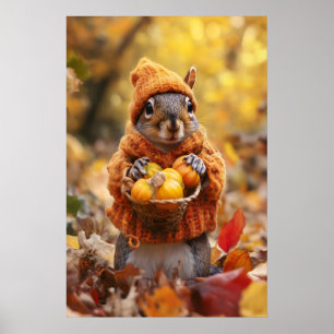 Impression d'art d'écureuil d'automne, automne cos