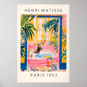 Impression d'art d'élan dans une baignoire Mur tro