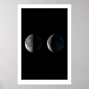 Impression d'art des phases lunaires Triptyque Lun