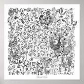 Impression d'art dessinée Oiseaux Noir et Blanc (Devant)