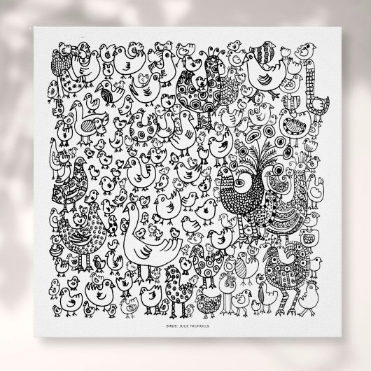 Impression d'art dessinée Oiseaux Noir et Blanc