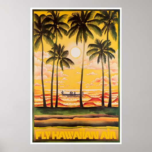 Impression d'art d'Hawaï Affiche de voyage aérien (Devant)