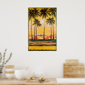 Impression d'art d'Hawaï Affiche de voyage aérien (Cuisine)