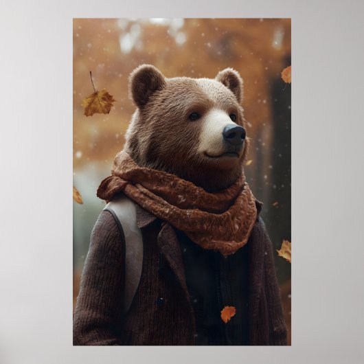 Impression d'art d'ours en vêtements d'automne, au (Devant)